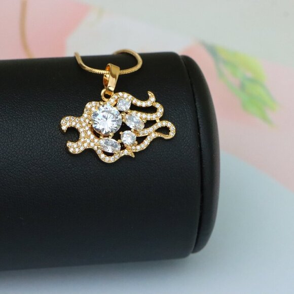 "Rose Gold Sparkling Mermaid Tail Pendant with White CZ Crystals, XPPT1539 - Picture 6 of 13